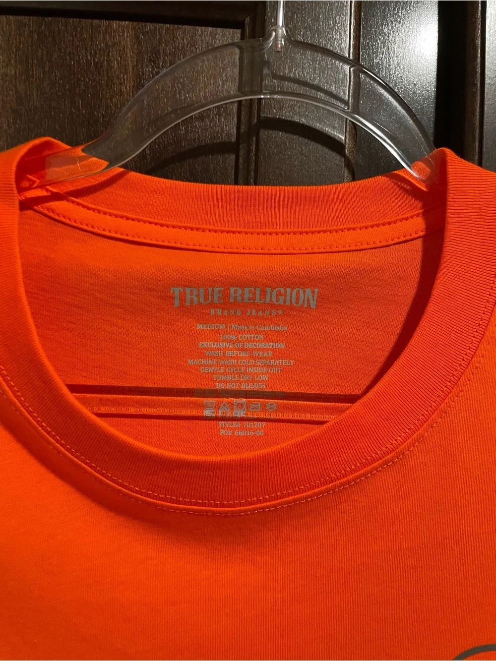 NWT True Religion Red Orange Appliqué Multi Tee Medium